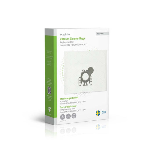 Nedis Vacuum Cleaner Bag | 4 pcs | Synthetic | Most sold for: Hoover H60 / Hoover H61 / Hoover H73 / Hoover H77 | White