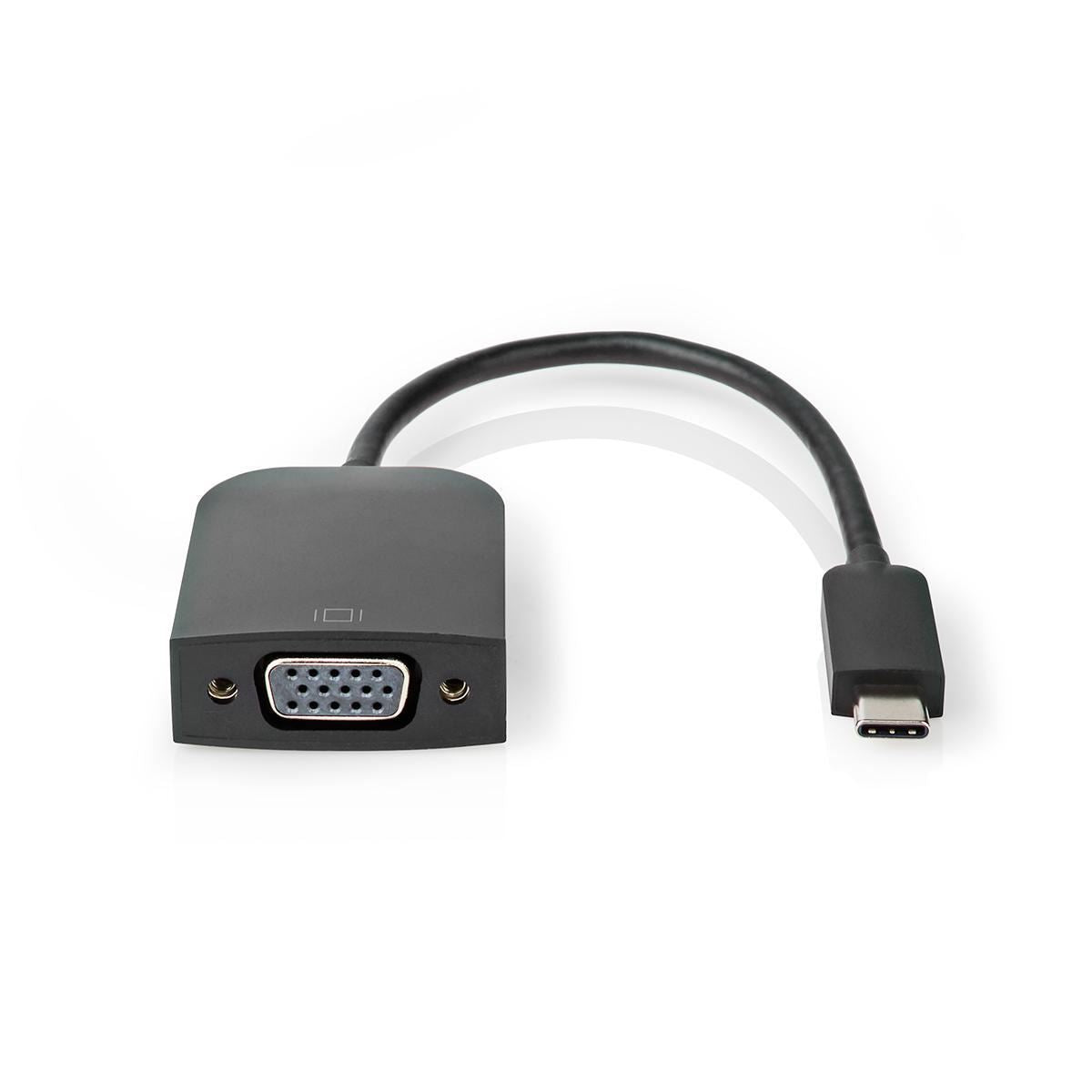 Nedis USB-C™ Adapter | USB 3.2 Gen 1 | USB-C™ Male | VGA Female | 1920x1200 | 5 Gbps | 0.20 m | Round | Nickel Plated | PVC | Black | Polybag