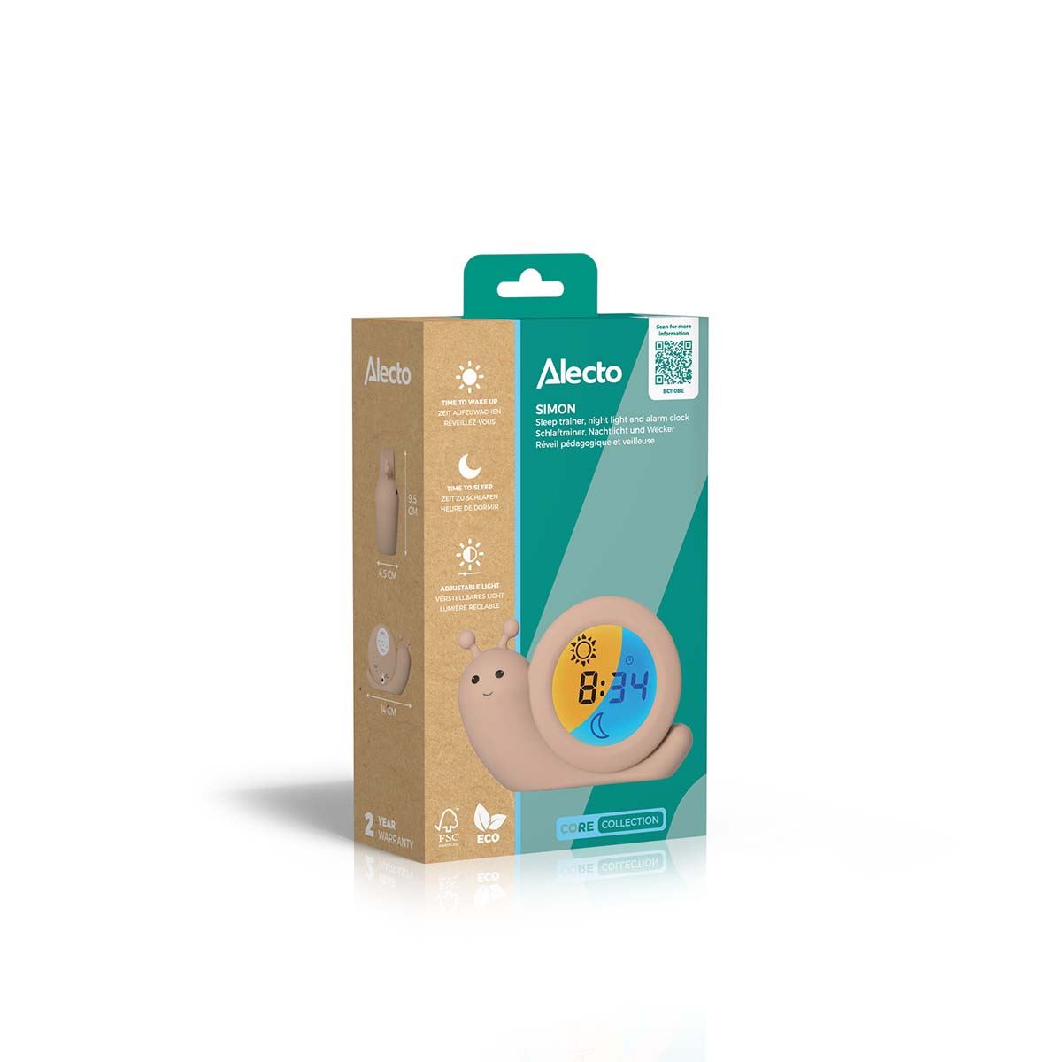Alecto BC110BE SIMON | Sleep Trainer & Night Lamp Light / Alarm Clock - Taupe