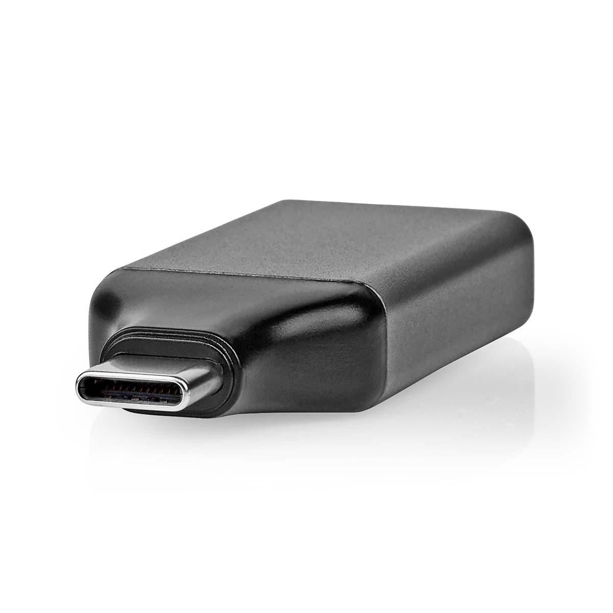 Nedis USB-C™ Adapter | USB 3.2 Gen 1 | USB-C™ Male | DisplayPort Female | 4K@60Hz | Round | Nickel Plated | Black / Grey | Envelope