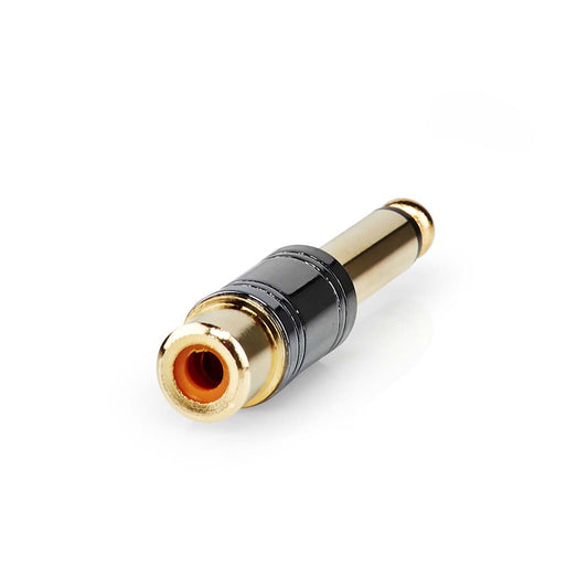 Nedis CABW23935BKG | Mono Audio Adapter | 6.35 mm Male | RCA Female | Gold Plated | Straight | Metal | Metal | 1 pcs | Box
