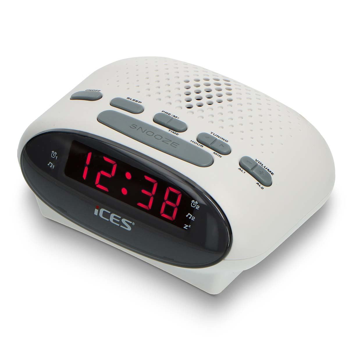 ICES Digital Desk Alarm Clock Radio LED | FM | Snooze function | White