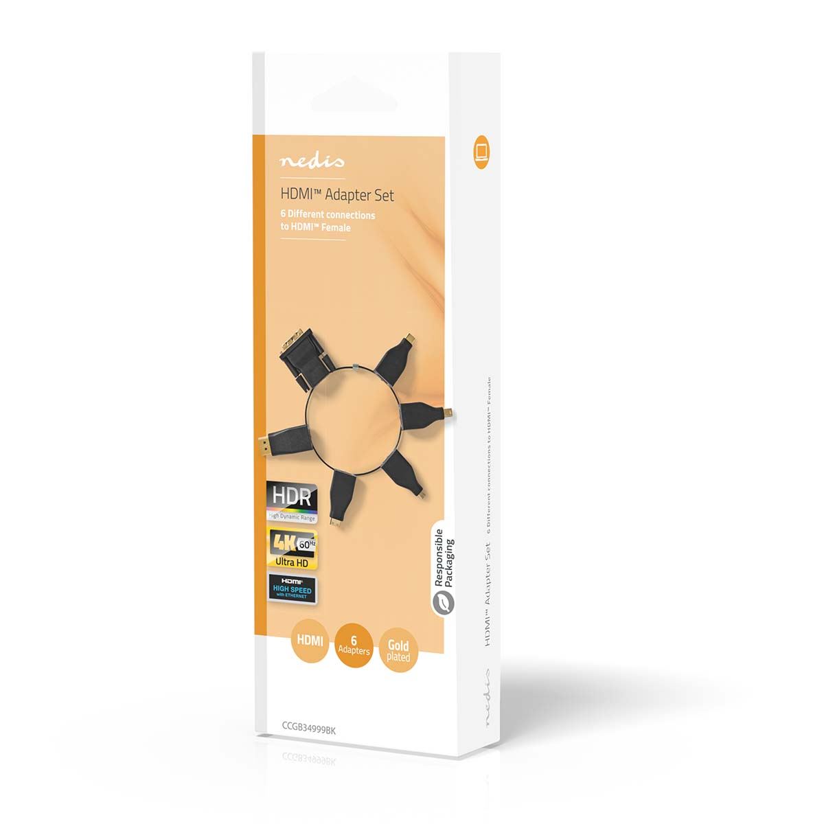 Nedis HDMI™ Adapter | DisplayPort Male / DVI-D 24+1-Pin Male / HDMI™ Micro Connector / HDMI™ Mini Connector / Mini DisplayPort Male / USB-C™ Male | HDMI™ Output | Gold Plated | Straight | PVC | Black | 1 pcs | Box