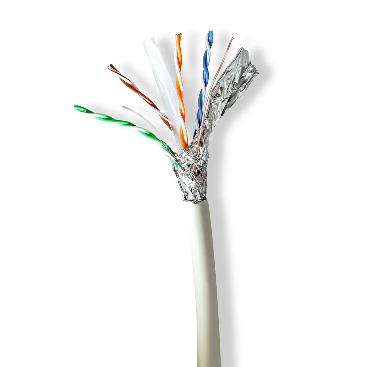 Nedis CCBG8538GY100S | Network Cable Roll | CAT6a | Solid | S/FTP | Copper | 100.0 m | Indoor | Round | LSZH | Grey | Gift Box