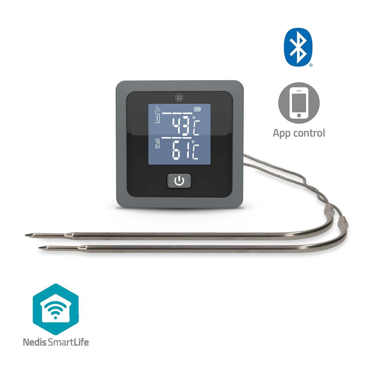 Nedis BTKAT10GY | SmartLife Meat / BBQ Probe Thermometer | Bluetooth | 2 Probes