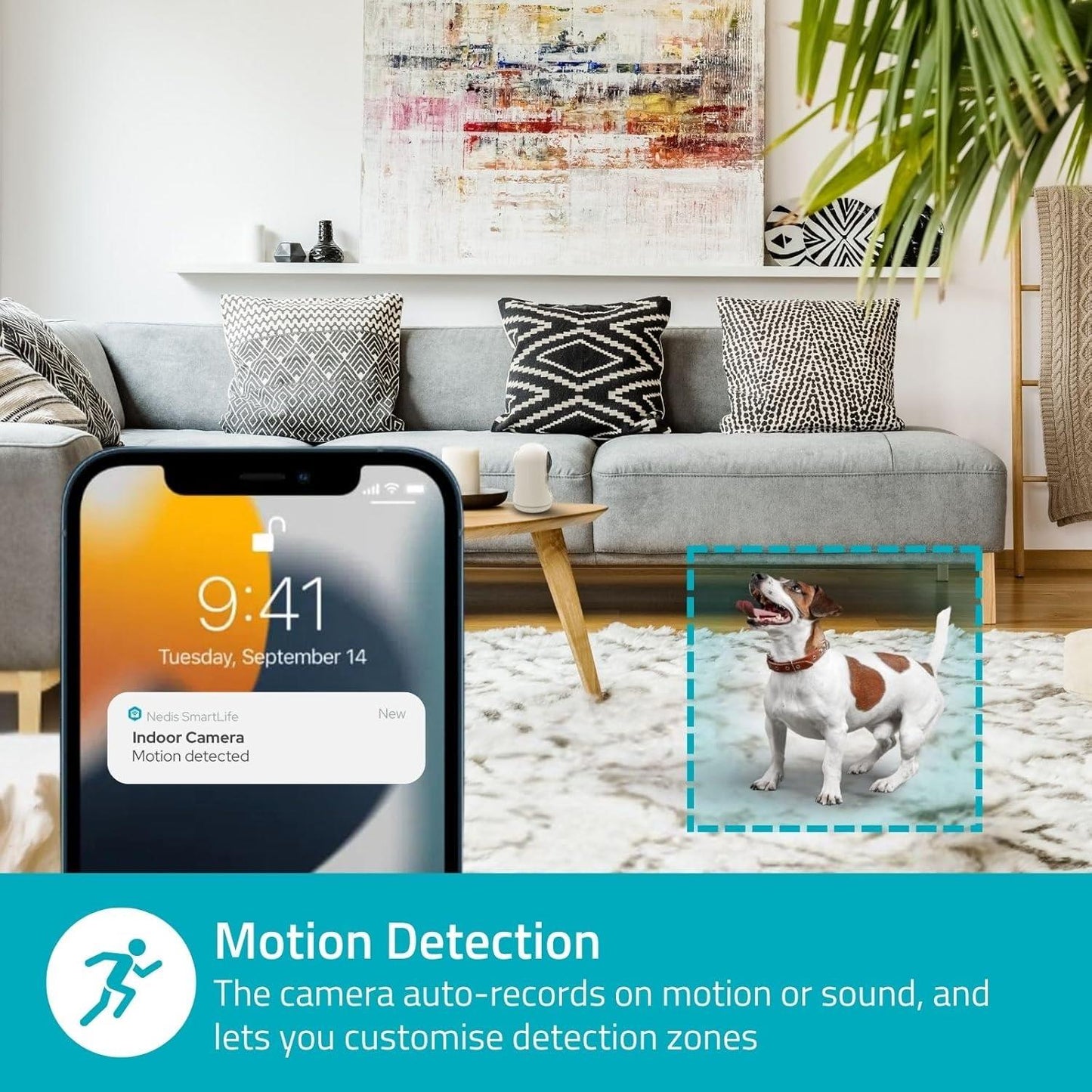 Nedis SmartLife Indoor Camera | Wi-Fi | 3MP Full HD 1296p | Pan tilt | Cloud Storage (optional) / microSD (not included) / Onvif | With motion sensor | Night vision | White