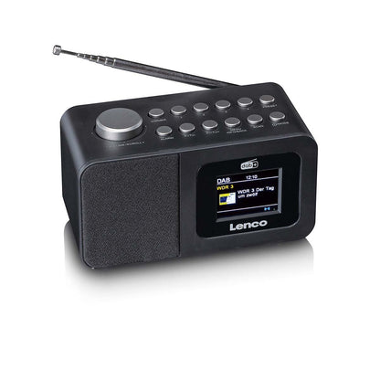 Lenco DAB+/FM Radio Alarm Clock with LCD Colour display, Sleep timer, and Dual Alarm function - Black