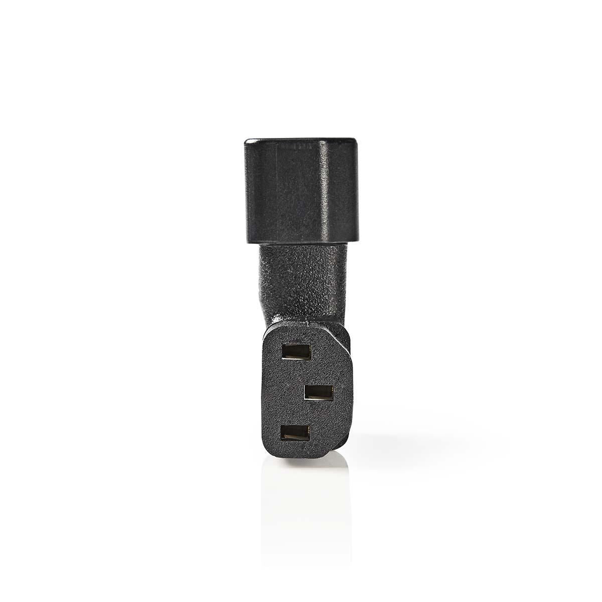 Nedis Cable Adapter Plug | IEC-320-C13 | IEC-320-C14 | Angled Right | Nickel Plated | PVC | Black | Box | 1 pcs