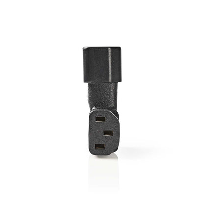 Nedis Cable Adapter Plug | IEC-320-C13 | IEC-320-C14 | Angled Right | Nickel Plated | PVC | Black | Box | 1 pcs