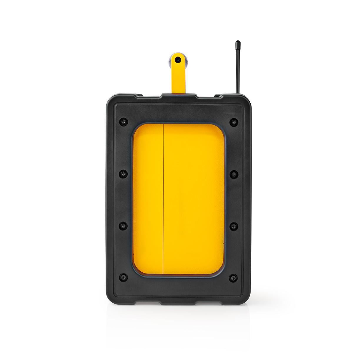 Nedis FM Radio | Jobsite Radio | FM | Battery Powered / Mains Powered | Digital | 15 W | Screen size: 2.2 " | Blue White Screen | IPX5 | Carrying handle | Black / Yellow