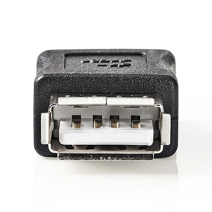 Nedis USB-A Adapter | USB 2.0 | USB-A Female | USB-A Female | 480 Mbps | Round | Nickel Plated | PVC | Black | Box
