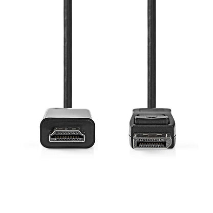 Nedis DisplayPort Cable | DisplayPort Male | HDMI™ Connector | 1080p | Nickel Plated | 2.00 m | Round | PVC | Black | Label | 12.349.517