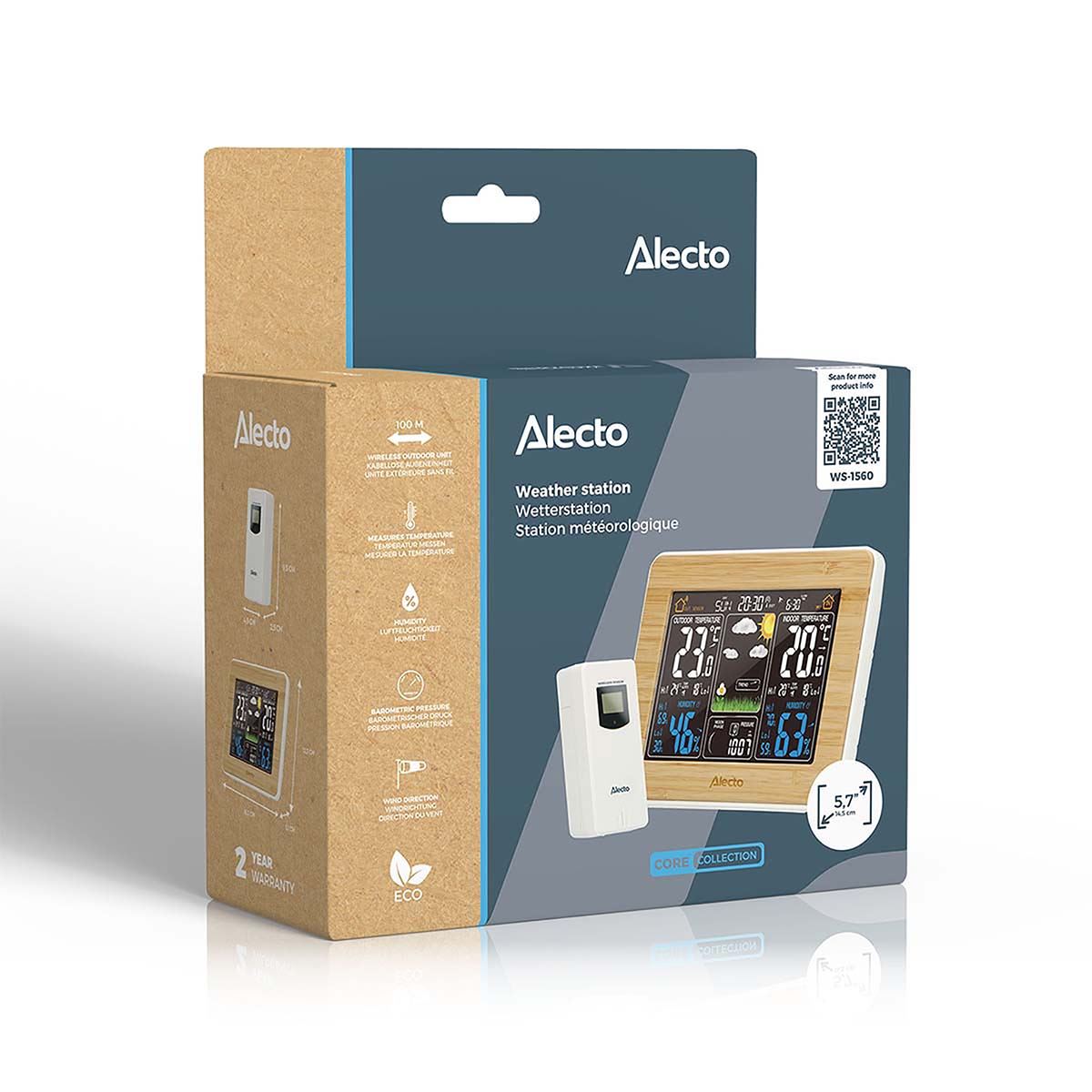 Alecto Weather Station | Indoor and Outdoor Temperature | Outside Wireless sensor | Bamboo