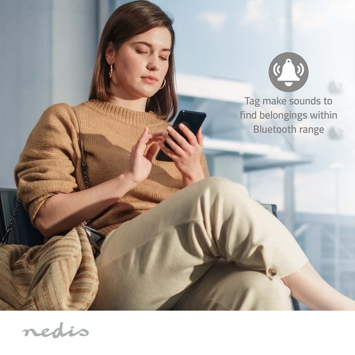 Nedis Key Finder | Compatible with: Apple Find My App | Battery Powered | 1x CR2032 | Batteries included | Bluetooth® version: 5.1 | Battery life up to: 1 year | White | 1 pcs