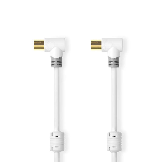 Nedis CSBW40010WT50 | Coax Cable | IEC (Coax) Male | IEC (Coax) Female | Gold Plated | 100 dB | 75 Ohm | Double Shielded | 5.00 m | Round | PVC | White | Box