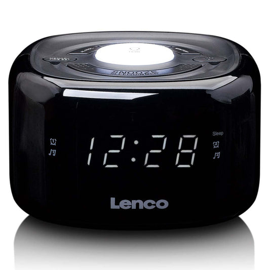 Lenco CR-12BK | FM Clock Radio | Night Light | Black