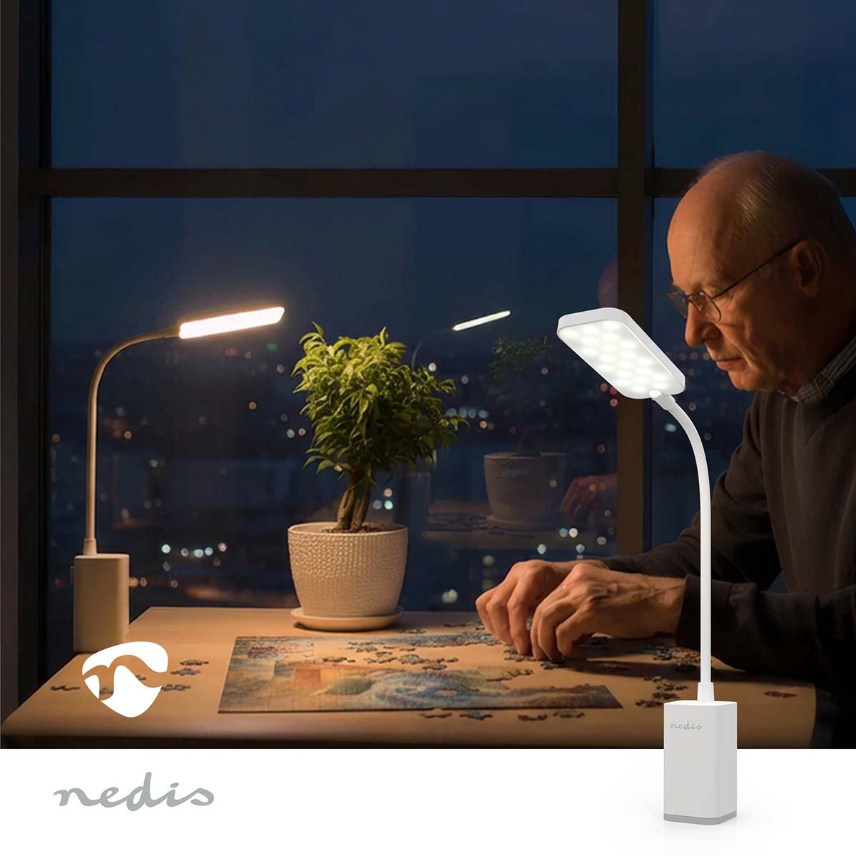 Nedis LTLR10WT | LED Desk Lamp | Dimmable | 1 Light Mode | 90 lm | Rechargeable | Touch Function | White