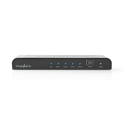 Nedis HDMI™ Splitter | 4 port(s) | HDMI™ Input | 4x HDMI™ Output | 4K@60Hz | 18 Gbps | Metal | Anthracite
