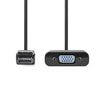 Nedis DisplayPort Adapter | DisplayPort Male | VGA Female | 1080p | Nickel Plated | 0.20 m | Round | Black | 17.081.025