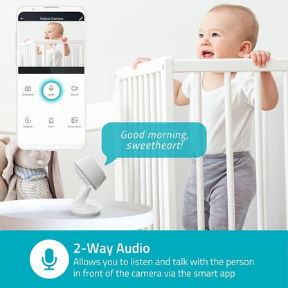 Nedis SmartLife Indoor Camera | Wi-Fi | 3MP Full HD 1296p | Cloud Storage (optional) / microSD (not included) / Onvif | With motion sensor | Night vision | White