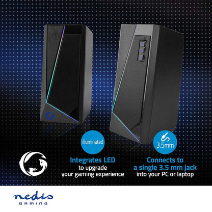 Nedis Gaming Speaker | Speaker channels: 2.0 | USB Powered | 3.5 mm Male | 18 W | LED | Volume control
