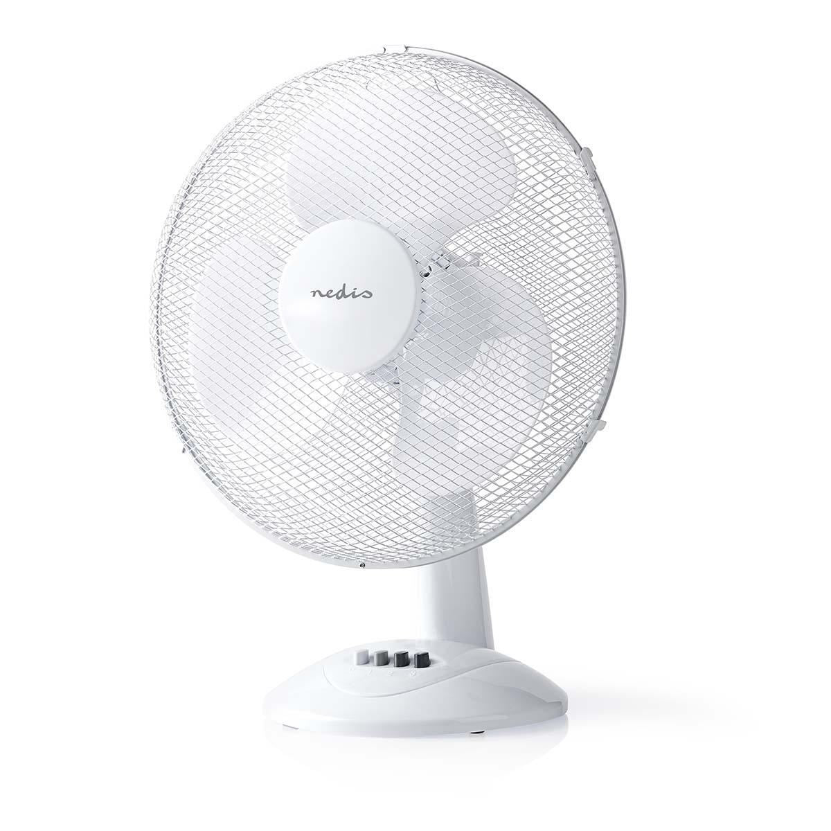 Nedis Table Fan | Mains Powered | Diameter: 400 mm | 45 W | Oscillation | 3-Speed | White