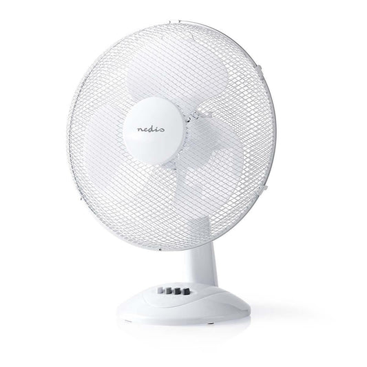 Nedis Table Fan | Mains Powered | Diameter: 400 mm | 45 W | Oscillation | 3-Speed | White