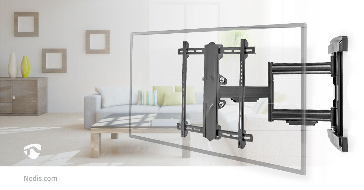 Nedis Full Motion TV Wall Mount | 37 - 80 " | Maximum supported screen weight: 50 kg | Tiltable | Rotatable | Minimum wall distance: 70 mm | Maximum wall distance: 650 mm | 3 Pivot point(s) | Steel | Black