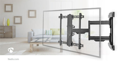 Nedis Full Motion TV Wall Mount | 37 - 80 " | Maximum supported screen weight: 50 kg | Tiltable | Rotatable | Minimum wall distance: 70 mm | Maximum wall distance: 650 mm | 3 Pivot point(s) | Steel | Black