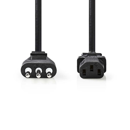 Nedis Power Cable | Italy Male | IEC-320-C13 | Straight | Straight | Nickel Plated | 2.00 m | Round | PVC | Black | Label