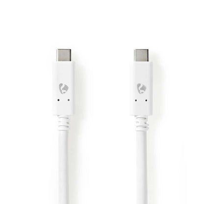 Nedis USB Cable | USB 3.2 Gen 2 | USB-C™ Male | USB-C™ Male | 100 W | 4K@60Hz | 10 Gbps | Nickel Plated | 1.00 m | Round | PVC | White | Box