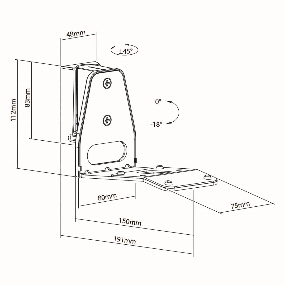 Nedis Speaker Mount | Compatible with: Sonos® Era300 | Wall | 5 kg | Swivel / Tilt | Tiltable | Rotatable | ABS / Metal | Black