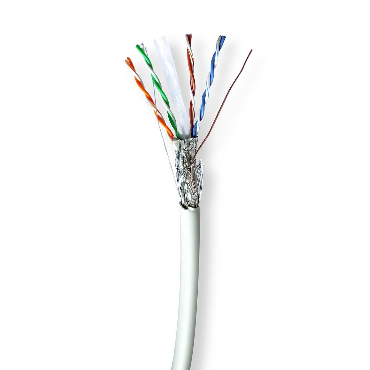 Nedis CCBG8528GY100S | Network Cable Roll | CAT6 | Solid | S/FTP | Bare Copper | 100.0 m | Indoor | Round | LSZH | Grey | Pull Box