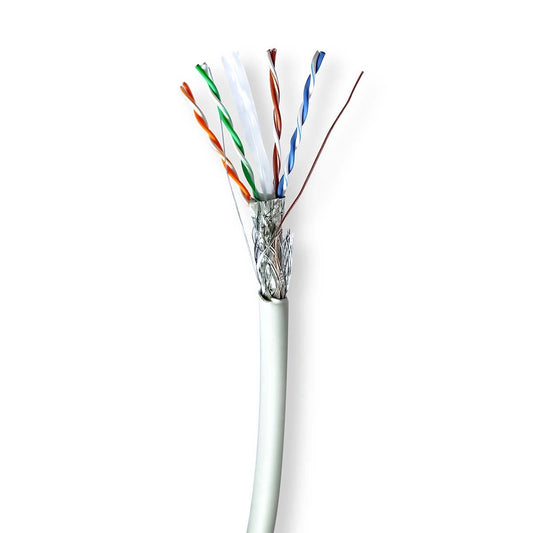 Nedis CCBG8528GY100S | Network Cable Roll | CAT6 | Solid | S/FTP | Bare Copper | 100.0 m | Indoor | Round | LSZH | Grey | Pull Box