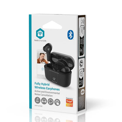 Nedis Fully Wireless Earphones | Hybrid (ENC + ANC) | Bluetooth® | Maximum battery play time: 36 hrs | Touch Control | Charging case | Wireless charging case | Built-in microphone | Voice control support | Black