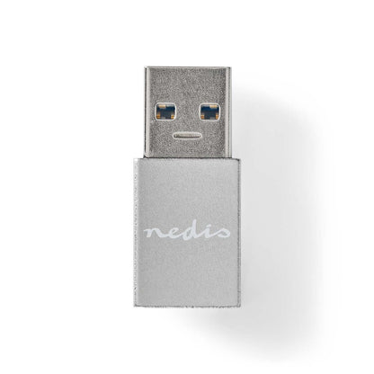 Nedis USB-A Adapter | USB 3.2 Gen 1 | USB-A Male | USB-C™ Female | 5 Gbps | Round | Nickel Plated | Black | Box