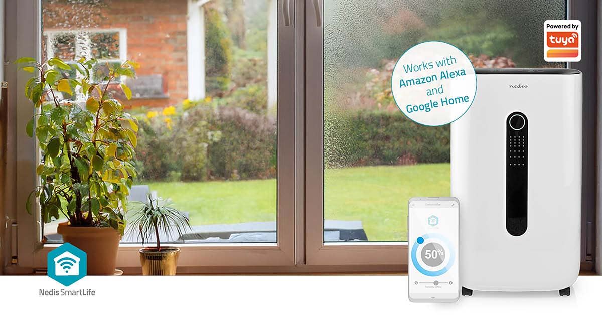 Nedis SmartLife Dehumidifier | Wi-Fi | 20 l/Day | Dehumidification / Continuous / Max+ / Dry laundry / Ventilation | Android™ / IOS | Adjustable hygrostat | 195 m³/h