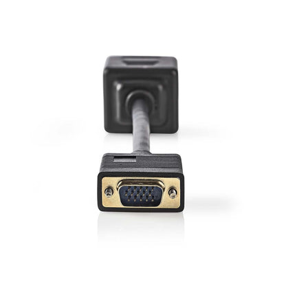 Nedis VGA Cable | VGA Male | 2x VGA Female | Gold Plated | Maximum resolution: 1280x768 | 0.20 m | Round | ABS | Black | Envelope