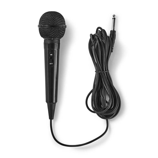 Nedis Wired Microphone | Cardioid | Fixed Cable | 5.00 m | 80 Hz - 12 kHz | 600 Ohm | -75 dB | On/Off switch | ABS | Black