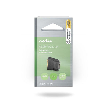 Nedis CVBW34912AT | HDMI™ Adapter | HDMI™ Output | DVI-D 24+1-Pin Male | Gold Plated | Straight | PVC | Anthracite | 1 pcs | Window Box