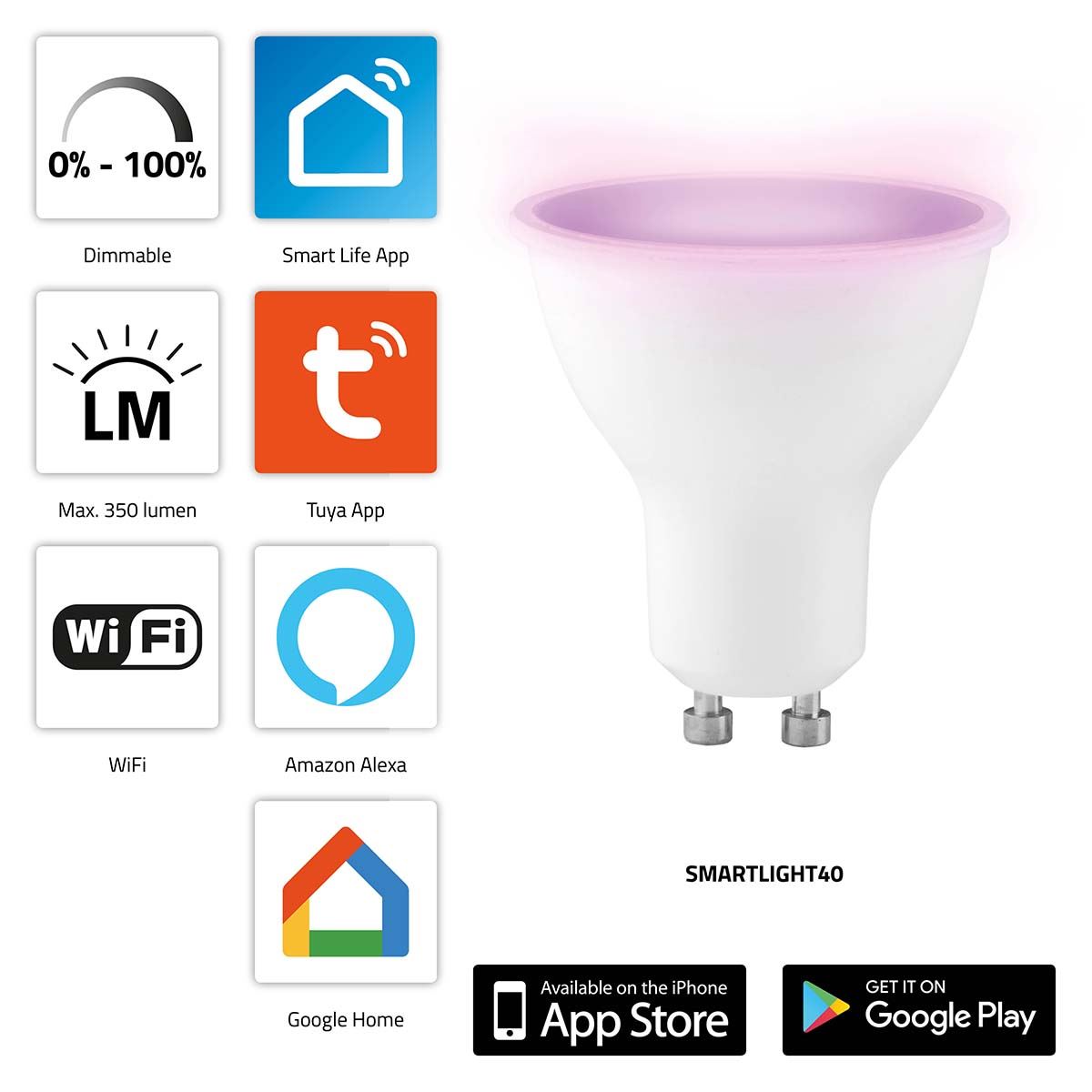 Alecto GU10 Smart LED olour Bulb with Wi-Fi