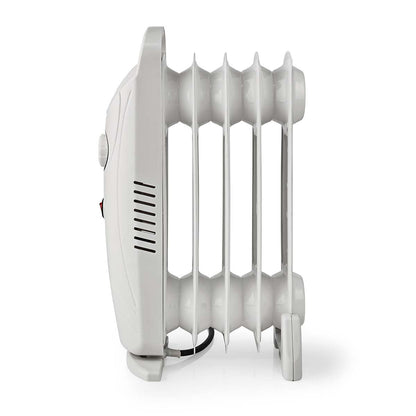 Nedis Mobile Oil Radiator | 500 W | 5 Fins | Adjustable thermostat | 1 Heat Setting | White