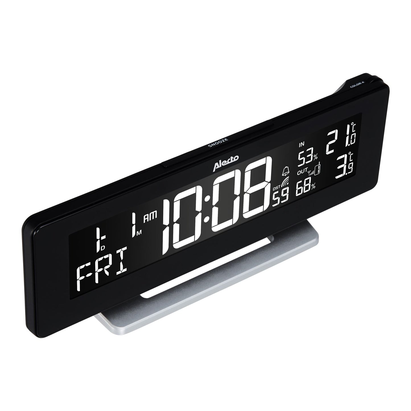 Alecto WS-2500 Large LCD Digital Alarm Clock with Weather Station | Outdoor Sensor