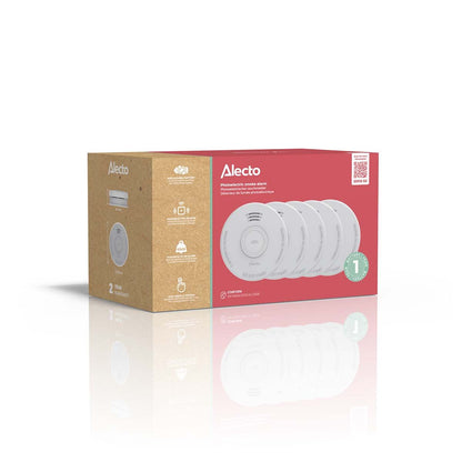 Alecto SD110 Smoke detector with Hush Button | >85 dB | Battery Powered | EN14604:2005/AC:2008 | White |5 Pack