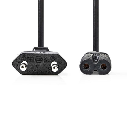 Nedis Power Cable | Euro Male | IEC-320-C7 | Straight | Straight | Nickel Plated | 5.00 m | Flat | PVC | Black | Label