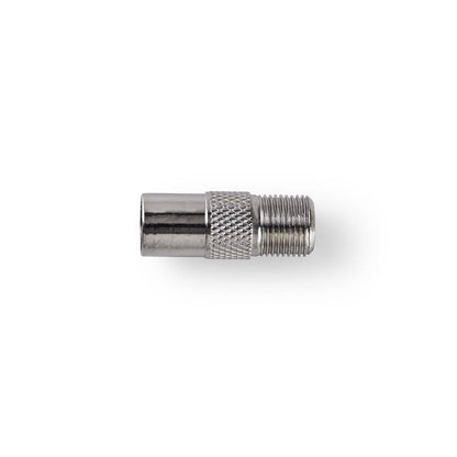 Nedis Satellite & Antenna Adapter | F Female | IEC (Coax) Male | Nickel Plated | 75 Ohm | Straight | Metal | Silver | 1 pcs | Box