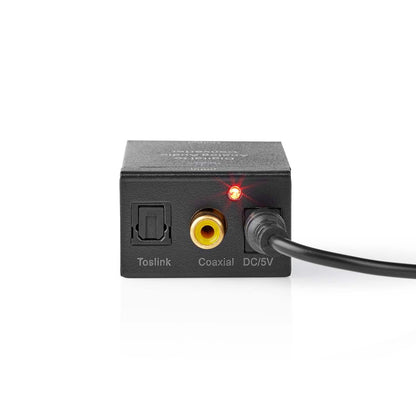 Nedis Digital Audio Converter | 1-way | Connection input: 1x Digital RCA / 1x TosLink | Connection output: 1x (2x RCA) / 1x 3.5 mm | Automatic | Integrated amplifier | Black