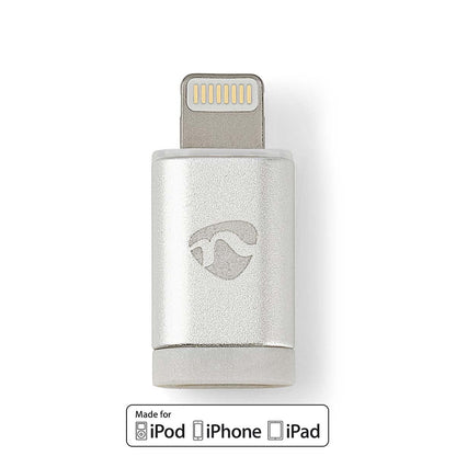Nedis Lightning Adapter | Apple Lightning 8-Pin | USB Micro-B Female | Gold Plated | Round | Aluminium