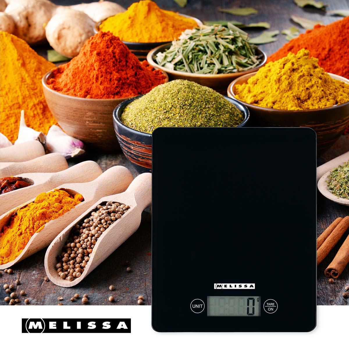 MELISSA Electronic Digital Kitchen Weighing Scales | 5kgs | Black