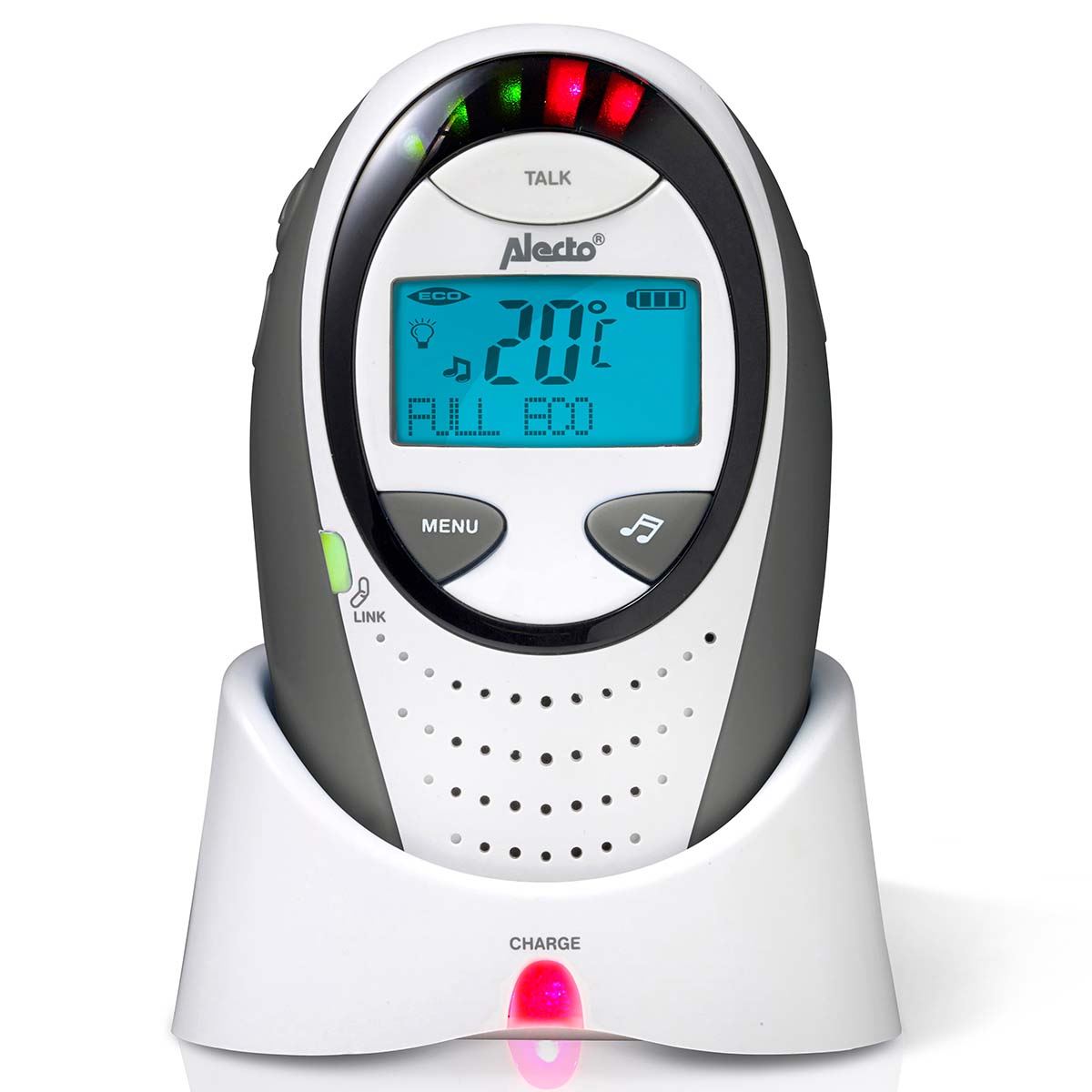 Alecto DBX-88 ECO | Baby Monitor | Full Eco DECT |Digital Display | Wireless Receiver | White/Grey